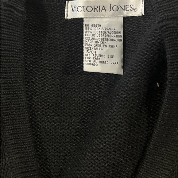 Vintage Victoria Jones Holiday Black Cardigan Sweater Size Small. - Picture 6 of 7